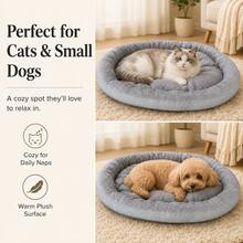 2026 New Oval Thickened Lambswool Pet Bed, Lambswool (Soft Cotton Fleece) Surface, Soft And Fluffy Touch, Filled With Fluffy Cotton, Soft With Support, Suitable For All Seasons. Multiple Sizes Available - Khaki - View 10