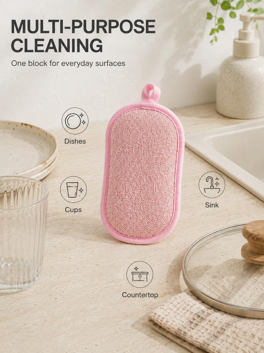 Double-Sided Exfoliating Bath Sponge Pad, Soft Edge Body Scrub Brush, With Hanging Ring, Gentle Bathing Dead Skin Removal Brush Pad, Reusable Bathroom Body Cleaning Accessory, Practical Holiday Gift, Suitable For Men And Women - Multicolor - View 1