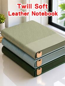 1pc A5 Diagonal Textured Soft Faux Leather Cover Notebook, Multiple Colors Available, Minimalist Business Style, Rounded Edge Binding With Bookmark Design, Waterproof And Wear-Resistant Cover, Soft Touch, Thick Paper For Smooth Writing, Portable, Suitable For Meeting Notes, Classroom Notes, Work Planning - Multiple Styles - View 1