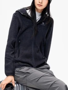 CAMEL CROWN Women's Outdoor Fleece Jacket, Stand Collar Design, Windproof, Heat-Retaining, With Anti-Static Lining - Phantom Black - View 2
