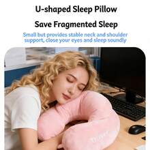 1pc U-Shaped Neck Pillow For Travel And Bed, Soft And Comfortable, Portable Cervical Pillow, Suitable For Side/Back Sleepers, Car, Airplane, Home - Multiple Colors Available - Hand Washable Filling, Medium Firmness, Ideal Choice For Students And Travelers, Random Color - A - View 6