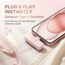 HITOZON Wireless Lavalier Lapel Microphone For Smartphone, Plug‑And‑Play Clip‑On Mic With Noise Reduction, Ideal For Vlogging, Live Streaming, Podcasting, Interviews & Teaching - Pink - View 4