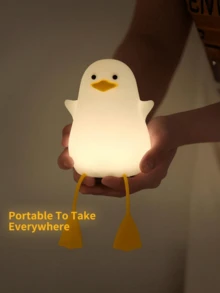1pc Silicone Rechargeable Touch Dimmable Timer Duck Phone Holder Night Light, Bedroom Bedside Desk Living Room Home Decor Aesthetic Desktop Decoration Gift - One Size - View 4