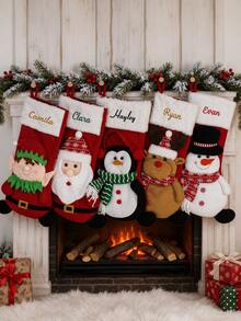 2026 Personalized 3D Christmas Socks, Personalized 3D Snowman Christmas Socks, Embroidered Name Socks, Customized Family Christmas Socks, Christmas Gift - Multicolor - View 6
