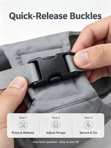 Ergonomic Baby Carrier, Breathable Mesh Design, Anti-Sweat, Reinforced Safety Buckle, Multi-Position Adjustable, Outdoor Baby Carrier - Light Grey - View 9