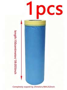 1 Roll Automotive Spray Paint Masking Film, Heat Resistant, Non-Penetrating, Electrostatic Adsorption, PE Film For Car Paint Protection - Blue - View 9