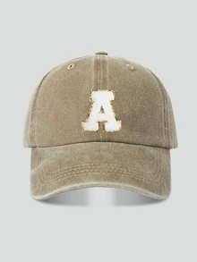 1pc Unisex Vintage Washed Baseball Cap A-Z Letter Print Pattern, Multiple Vintage Colors Available, Soft Texture Adjustable Dad Hat - Khaki - View 13