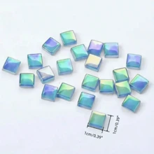 100/200G Iridescent Peacock Blue Glass Mosaic Tiles, Metallic Aurora Square Mosaic Pieces For DIY Arts Crafts, Coaster Decor, Photo Frame & Home Craft Projects - A - View 4