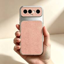 Pink New Luxury Litchi Texture Large Window Perforated Protective Case, Full Coverage Anti-Drop Anti-Slip Wear-Resistant Solid Color Soft Shell, High-End Matte Texture Anti-Fingerprint Anti-Sweat Phone Protective Cover, Precise Cutouts Compatible With All Transsion Models, Compatible With Infinix SMART 5 2021 India Version, SMART 6/6 PLUS With Fingerprint Hole, SMART 7, SMART 8, SMART10 - Pink - View 3