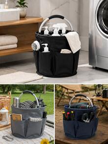 Multi Pocket Cleaning Tool Apron,Collapsible Storage Caddy Basket,Waterproof Oxford Utility Organizer Tote,Portable Carry Caddy For Storage Solutions For Car Accessories, Household Tools And Other Items, Etc - A - View 1