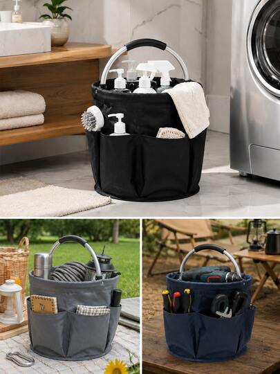 Multi Pocket Cleaning Tool Apron,Collapsible Storage Caddy Basket,Waterproof Oxford Utility Organizer Tote,Portable Carry Caddy For Storage Solutions For Car Accessories, Household Tools And Other Items, Etc