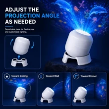 360° Rotating Ocean World Projector Night Light, Dynamic Under‑Sea Animal LED Projection Lamp, Adjustable Brightness USB Powered Projector Light, For Bedroom Living Room Party Holiday Home Decoration, Perfect Holiday Gift - White - View 7