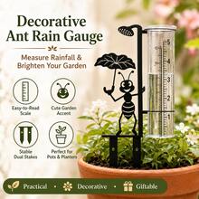 2pcs Glass Rain Gauge, Cross-Border Hot-Selling Style, With Iron Metal Scale Tube Rain Collector, Suitable For Outdoor Use, Weather Monitoring And Rainfall Measurement - A - View 2