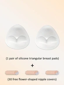 2pcs Transparent Seamless Invisible Triangle Bra, (Includes 30pcs Flower-Shaped Nipple Covers) Removable Padding, Suitable For Women's Daily Wear And Sports, Soft And Comfortable, Suitable For Pool, Beach, Party Wear, Applicable To Dresses And Tops. - Thick style - View 9