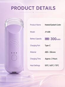 SKYWORTH Portable Electric Eyelash Curler, 300mAh Battery, Type-C Charging, Heated Eyelash Styling Tool, 3 Heating Levels, Wide Arc Opening, Suitable For Women - View 11