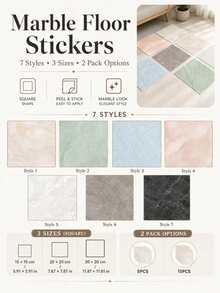 SUPSTICKER Marble Pattern Floor Tile Stickers, Matte PVC, Peel And Stick, 5 Or 15pcs, 15/20/30cm, For Kitchen, Bathroom And Entryway - Marble Pattern - View 3
