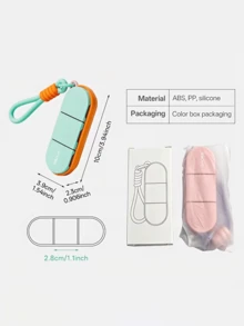 Dopamine Color Portable Woven Lanyard 3-Compartment Pill Box, With Sealing Ring, Waterproof & Moisture-Proof, Independent Compartments, Suitable For Carrying Health Supplements And Vitamins - View 10