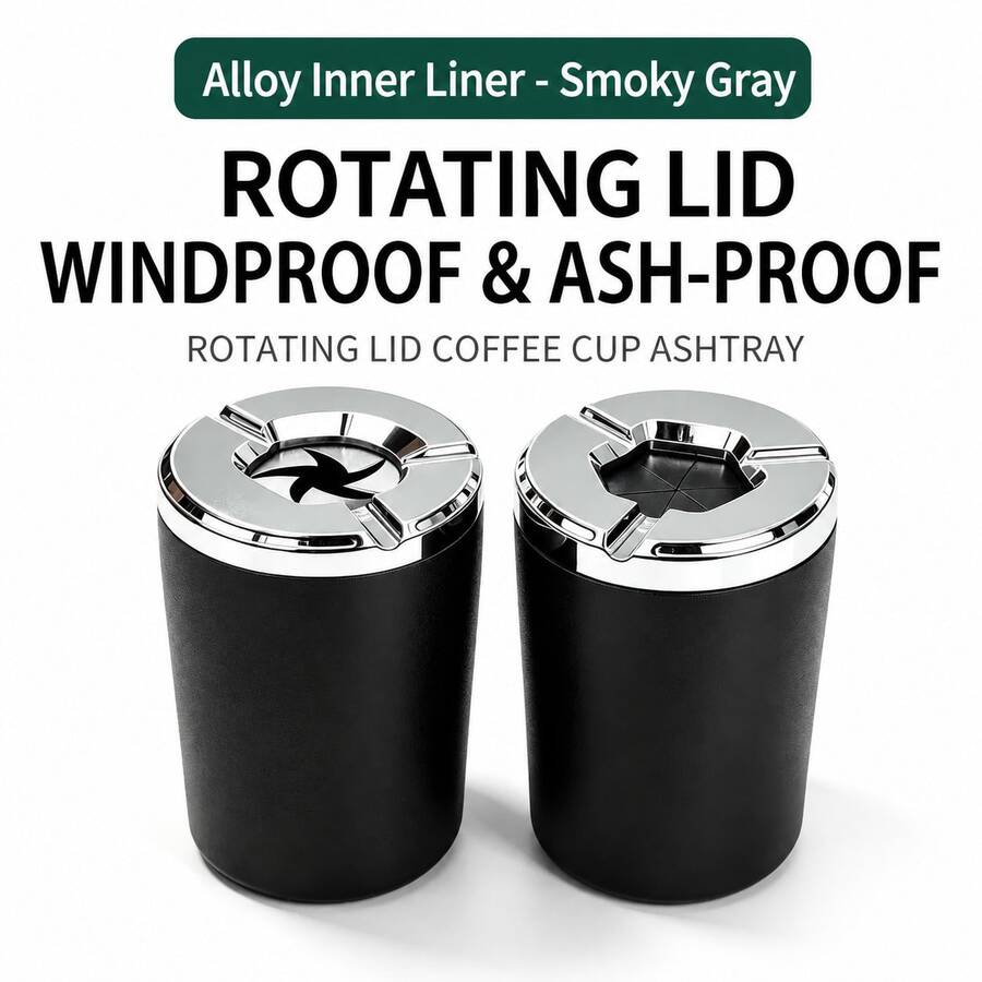 Car Ashtray Sealed Rotating Anti-Dust Metal Creative High-End Interior Car Use Anti-Drop YP - Car-mounted Version - View 1