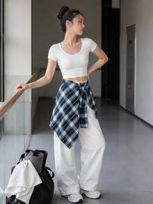 Plaid Waist Apron, Lightweight Layered Hip Coverage, Suitable For Yoga, Dance, Fitness, Workout, Pilates And Casual Sports Wear - Multicolor - View 2