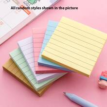 6pcs/Set Student Striped Cartoon Office Memo Sticky Notes, Cute Striped Lined Memo Pad, Tearable Self-Adhesive Reusable Stickers - one-size - View 6