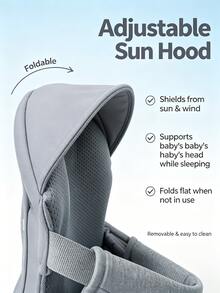 Ergonomic Baby Carrier, Breathable Mesh Design, Anti-Sweat, Reinforced Safety Buckle, Multi-Position Adjustable, Outdoor Baby Carrier - Light Grey - View 10