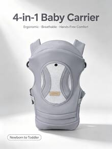 Ergonomic Baby Carrier, Breathable Mesh Design, Anti-Sweat, Reinforced Safety Buckle, Multi-Position Adjustable, Outdoor Baby Carrier - Light Grey - View 4