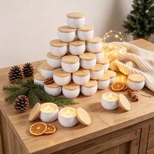 21pcs Candle Making Tool Set, Includes 4 White Candle Jars With Wood Grain Lids And Metal Candle Jars Without Wax, Suitable For DIY Crafts, Weddings, Valentine's Day, Birthdays And Various Holiday Parties, Portable Storage Box With Wicks - 21-piece Set - View 7