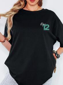 Kimi Antonelli F1 Car Top‑View Blueprint T Shirt,Line Art Print Crew Neck Short Sleeve Racing Top1 - Black - View 1