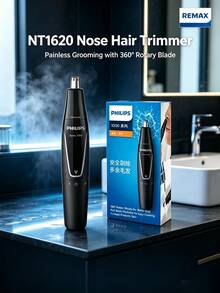 PHILIPS NT1620 Nose Hair Trimmer: 360° Rotating Blade For Fast Trimming; Textured Handle For Better Grip; Fully Washable For Easy Cleaning; Rounded Blade That Won't Hurt Your Skin. - Black - View 1