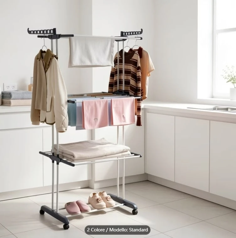 Stendibiancheria - Stendibiancheria - 4 pezzi - grigio - Visualizzare 1