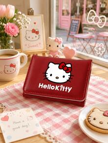 SANRIO 1 Buah Dompet Pendek Wanita Hello Kitty, Dompet Lipat Dua Lucu dengan Jendela ID, Dompet Kompak Multi-Slot dengan Penutup Jepit untuk Penggunaan Sehari-hari & Hadiah - MultiWarna - View 1