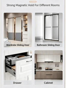 1/2 Set No-Drill Stainless Steel Cabinet Magnetic Catch, Ultra-Thin Strong Magnetic Drawer Invisible Door Magnet, Wardrobe Sliding Door Magnetic Latch - A - View 3