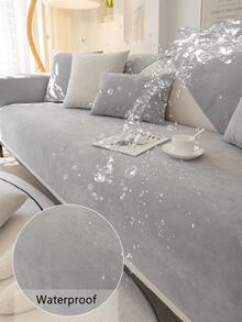1pc Minimalist Solid Color Waterproof Anti-Slip Sofa Pad, Pet-Friendly, All-Season Use, Oil-Resistant, Stain-Resistant, Cat-Scratch Resistant Sofa Cover, Washable, Perfect For Home Decor - Light Grey - View 1