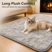 Long Pile Pet Mat, Suitable For Cats And Dogs, Soft Fluffy Long Hair Sleeping Pad, Non-Slip Bottom Back, Comfortable Indoor Resting Mat, Suitable For Puppies, Kittens, Small And Large Pets - Black - View 5