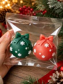 Christmas Round Sphere Silicone Mold, Snowflake Star And Bow Embossed Details, Reusable Mold For Squishy Stress Toys, Candles, Soaps, Resin Christmas DIY Projects - Silicone Mold - View 1