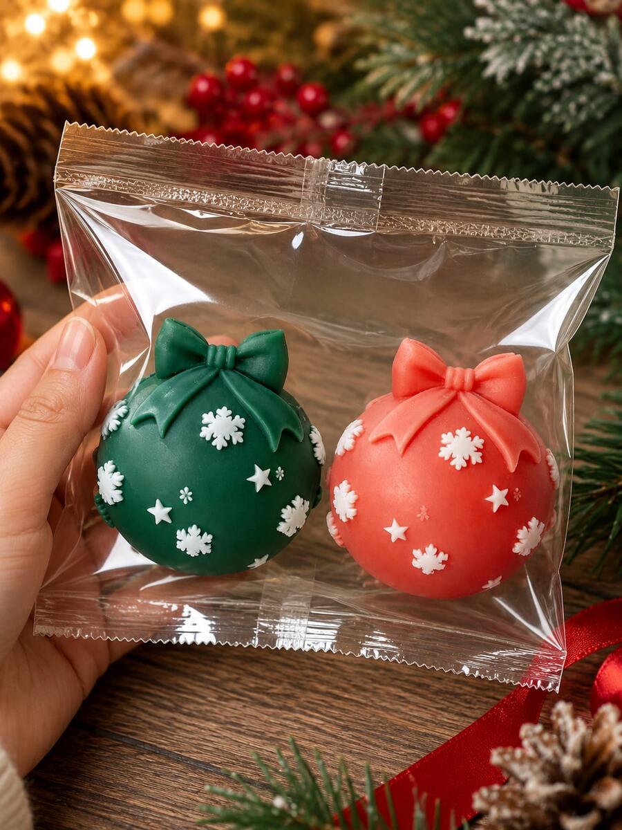 Christmas Round Sphere Silicone Mold, Snowflake Star And Bow Embossed Details, Reusable Mold For Squishy Stress Toys, Candles, Soaps, Resin Christmas DIY Projects - Silicone Mold - View 1