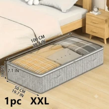 1pc/2pcs/3pcs Arrow Pattern Underbed Storage Bag - Foldable Non-Woven Fabric Closet Storage Box, Suitable For Blankets, Bedding | Space-Saving Design, No Space Occupied, Can Be Stored Underbed. Multiple Styles Available - Light Grey - View 6