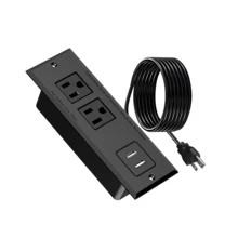 Stopkontak Terintegrasi, 2 Stopkontak AC dan 2 Port USB-A (5V 2.1A), Kabel Ekstensi 1,5m/5ft, Stasiun Pengisian Daya Terintegrasi untuk Meja, Cocok untuk Meja Kantor Rumah, Meja Dapur, Meja Samping Tempat Tidur, Meja Samping Sofa, Meja Kerja, Kamar Asrama - Steker Tipe B AS (110-127V) - View 1