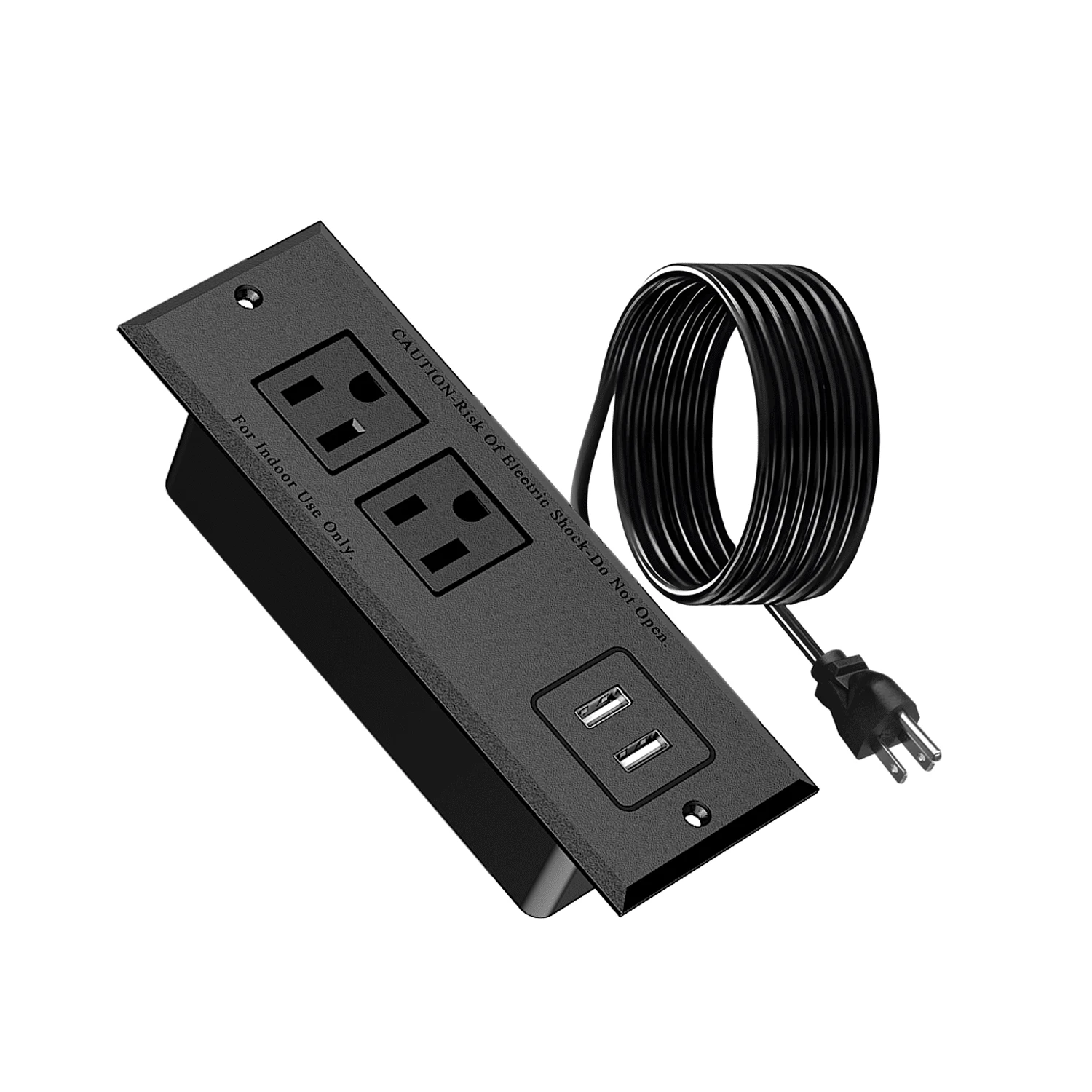 Stopkontak Terintegrasi, 2 Stopkontak AC dan 2 Port USB-A (5V 2.1A), Kabel Ekstensi 1,5m/5ft, Stasiun Pengisian Daya Terintegrasi untuk Meja, Cocok untuk Meja Kantor Rumah, Meja Dapur, Meja Samping Tempat Tidur, Meja Samping Sofa, Meja Kerja, Kamar Asrama - Steker Tipe B AS (110-127V) - View 1