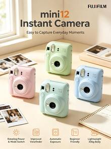 FujiFilm The Mini12 Instant Camera Features A Rotating Power-On Switch, One-Button Mode Switching, Optimized Parallax, Automatic Light Adjustment, And Is Easy For Beginners To Use. Weighing Only 306g, It's Perfect For Everyday Snapshots. - Iris Purple - View 1