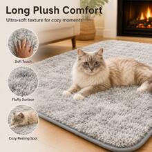 Long Pile Pet Mat, Suitable For Cats And Dogs, Soft Fluffy Long Hair Sleeping Pad, Non-Slip Bottom Back, Comfortable Indoor Resting Mat, Suitable For Puppies, Kittens, Small And Large Pets - Black - View 6