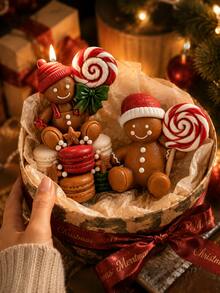 2 Styles Christmas Gingerbread Men Theme Silicone Candle Molds, Molds Replicate Knitted Hat Texture, Layered Lace, Lollipop Spiral Pattern, Details. High-Resilience Silicone, Smooth Demolding For Complex Embossed Parts, Small Edges Resistant To Tearing. Suitable For Pouring Scented Candles, Diffuser Plaster, Epoxy Resin, Handmade Soap. The Two Styles Pair Well For Gift Sets, Creating Holiday Atmosphere Desktop Decor - Gingerbread Man Candle Mold - View 1