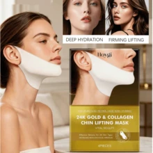 Hoygi Masker Pengencang & Pengangkat Kolagen Emas 24K, Mengencangkan Dagu Ganda dan Kerutan Leher, 1 Kotak 4 Buah - Masker pengencang V-line - View 1
