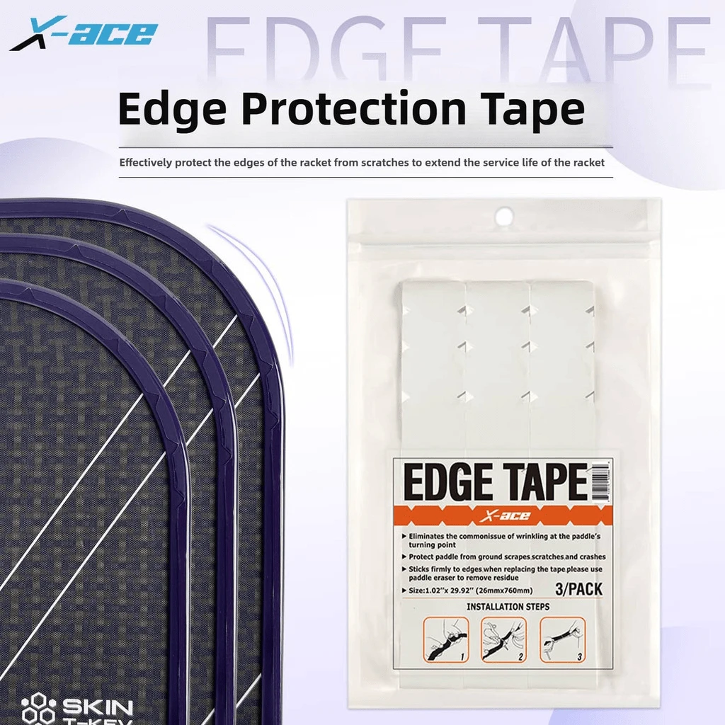 X-Ace Transparent Edge Guard Tape For Pickleball Paddle, 3Pcs, 26mm Width, With Sawtooth, Protective Strip For Enhanced Durability And Performance - Transparent - View 1