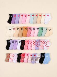 10 Random Hollow Heart Pattern Baby Socks, Warm And Breathable, Suitable For Newborns, Crawling And Walking Socks - Multicolor - View 1