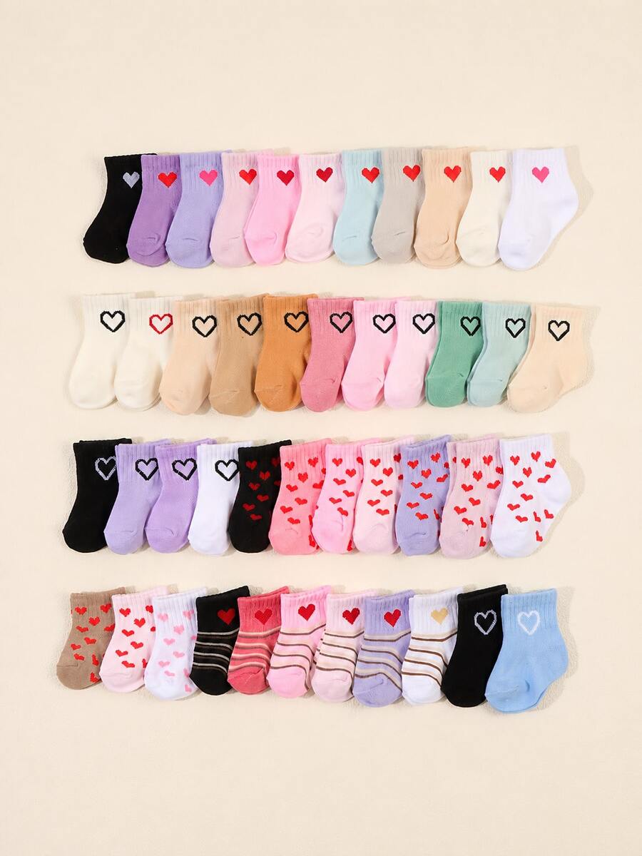 10 Random Hollow Heart Pattern Baby Socks, Warm And Breathable, Suitable For Newborns, Crawling And Walking Socks - Multicolor - View 1