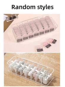 1pc Portable Desktop Contact Lens Storage Box, High-End Large Capacity Storage Box, Suitable For And Multiple Pairs Of Contact Lenses, Data Cable Storage Box - Clear - View 10