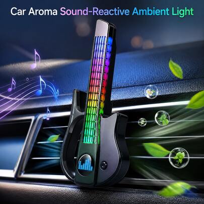 Car Air Freshener, Guitar‑Shaped Car Aroma Diffuser With RGB Sound Reactive Rhythm Light, Music Sync Pickup Ambient Atmosphere Lamp, Car Interior Decor Air Vent Air Freshener Ornament, Car Accessories Gift For Men Women