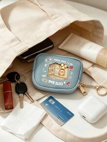 Cute Cartoon Bear Pattern Mini Coin Purse, Multi-Functional PU Leather Keychain Wallet With Card Slots, Portable Change Holder For Daily Use - Multicolor - View 9
