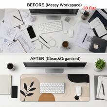 Large Desk Mat / Extended Mouse Pad – Abstract Bohemian Style – Desk Decor – Smooth Surface – Non-Slip & Easy To Clean – Computer Desk Accessory – School Supplies & Gift – 2D Flat Design - Mouse Pad - View 5